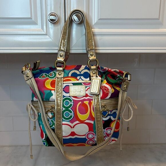 Coach Poppy Pop C Spotlight Multicolor Tote Shoulder Handbag - Picture 1 of 16